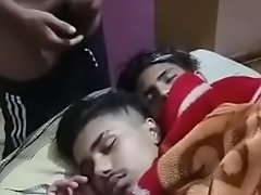 Desi Indian gay cumming on sleeping friends face