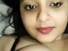 Horny Indian Woman Sucks Own Boobs