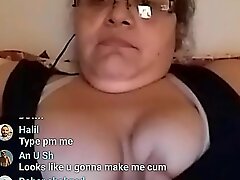 Matured mother playing with boobs