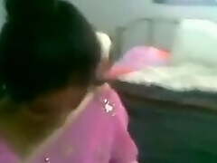 Telugu aunty in a pink saree