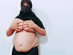 Muslim hijab explicit Sadia150 chest shaking
