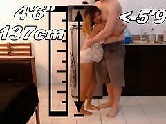 142cm Petite Well-spoken Asian Obese Titted Babe changing clothes