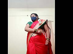 Marathi Divya aunty in Peppery saree Blue look