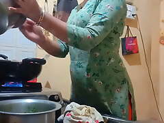 Indian hot wed got fucked while cooking in kitchen