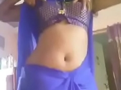 tamil aunty in blue saree