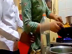 indian new married couple romance nearly kitchen