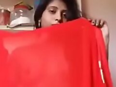 Sexy Tamil desi saree aunty with navel ring expose chubby navel in saree