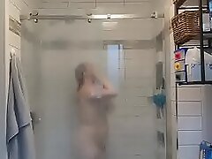 Spy  - Curvy Tow-headed Teen Plays With Pussy Together with Takes Sexy Shower