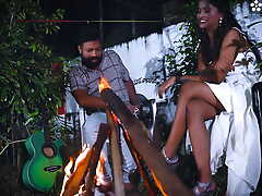 Night Outdoor Bonfire open sex at night back StarSudipa and Cumshots ( Hindi Audio )