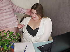 Fucked a sexy secretary with big soul thither doggie exhibit
