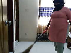 Pakistani 55 year old busty Ayesha Aunty gets fucked by neighbor while sweeping house (Huge jism inside) Hindi & Urdu
