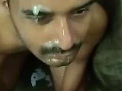 Desi Indian Tamil boy cum facial in bathroom