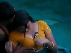 Lovers sexy topic in swimming pool
