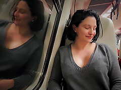 Very Risky Sex on Real Overturn Train Ended with Cumshot in the air down the Her Big Pain in the neck Real Amateur Dada Deville