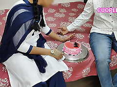 Komal's school friend cuts cake to have a party two-month