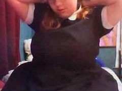chub in maid outfit from DesireBBWs.com strips increased by bates