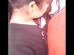 indian gf and bf boobs pressing in jungle