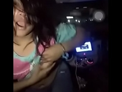 Desi boob show and dance in car
